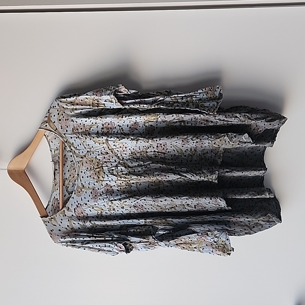 Preen Line Ombre Floral Drape Elbow Hole 100% Cotton Oversized Top